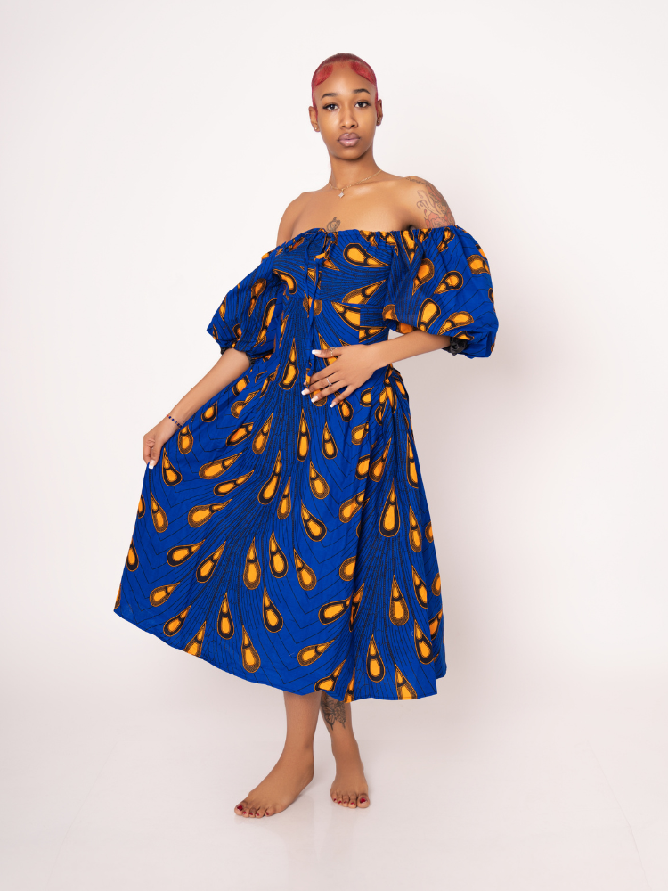 Sade Ankara Print Midi Dress