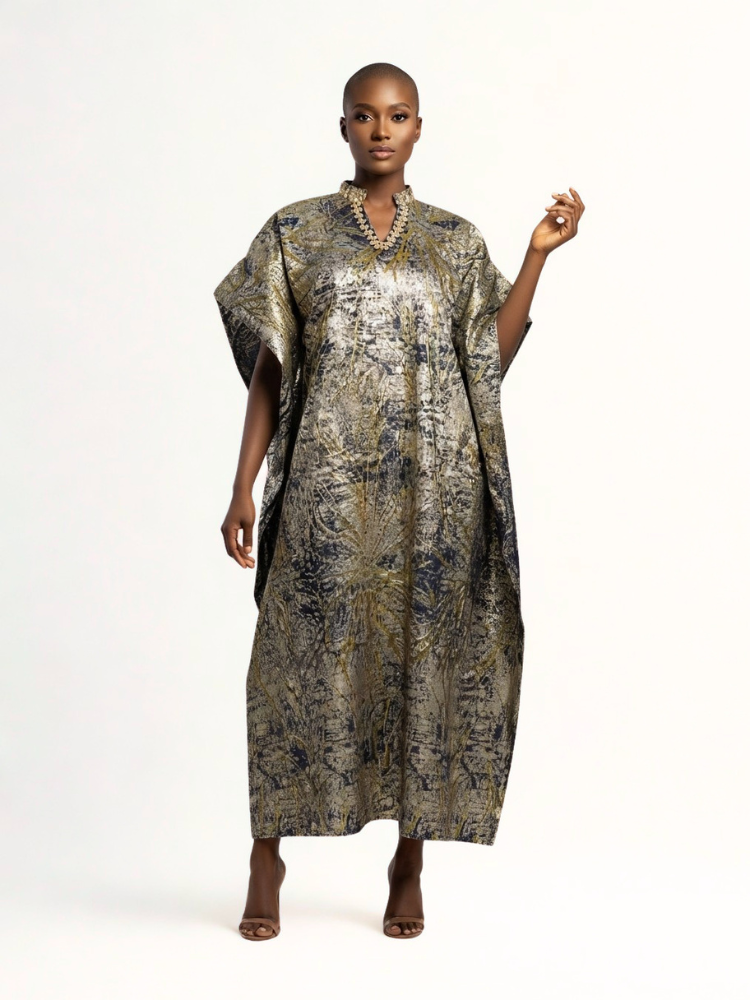 Kiara Metallic Bubu | Gold Navy