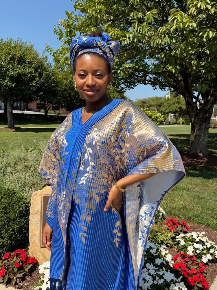 Adanna Tassel Bubu with Headwrap | Blue & Gold